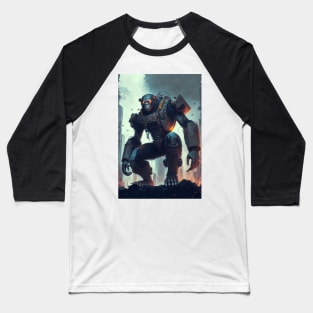 Giant futuristic robot cyborg Monkey attacking the city Baseball T-Shirt